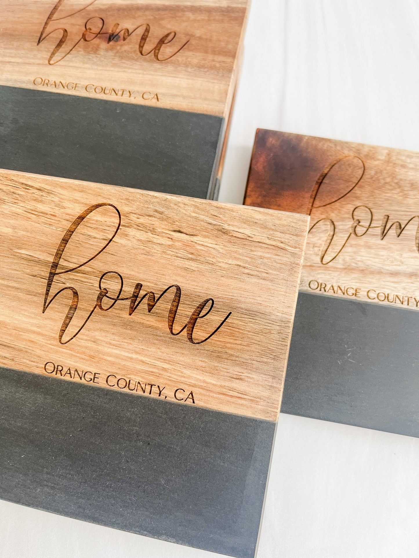 Custom Acacia + Slate Coasters (Set of 4)